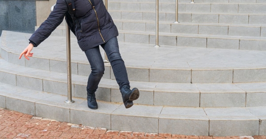 person falling on stairs